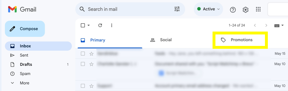 Gmail: trovare le email di Bestshopping nella cartella "promozioni"
